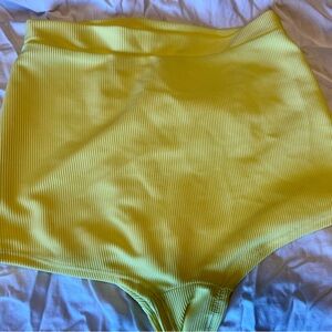 Yellow Ribbed High-Waisted Swim Shorts/Brief